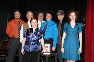The performance cast from the show.  From left to right: Salsa Sterling, Gordon Smuder, Windy Bowlsby, Don Cosgrove, me, Geoffrey Brown and Dawn Krosnowski