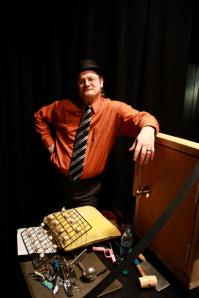 Salsa with his sound effects table.  He made noises!